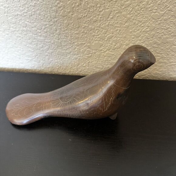Vintage Mexican Folk Art Tonala Dove Figurine Hand Etched Simple Design - Picture 4 of 6
